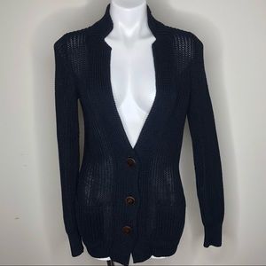 Vince Navy Knit Cardigan Sweater 100% Linen Small